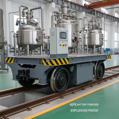 Chariot de transport ferroviaire résistant aux explosions d'une capacité de charge de 10 tonnes et d'une vitesse de 30 m/min pour les zones dangereuses